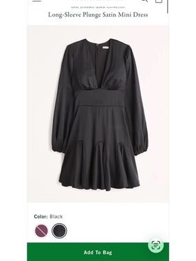 Abercrombie & Fitch Purple Satin plunge long sleeve dress